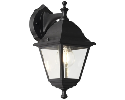 Schwarze Außenwandleuchte mit klarem Glas