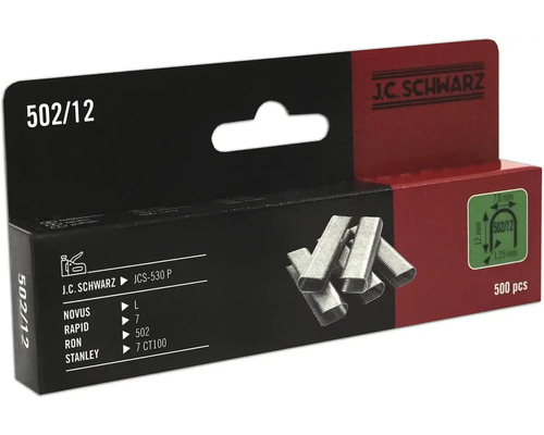 Tackerklammer JC Schwarz 502/12, 500 Stk J.C. Schwarz Heftklammern Typ 502/12, 500 Stück