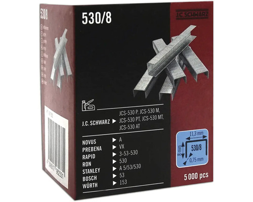J.C. Schwarz Agrafes type 530/8, paquet de 5000 pièces