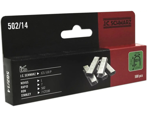 Tackerklammer JC Schwarz 502/14, 500 Stk J.C. Schwarz 502/14 Klammern, 500 Stück