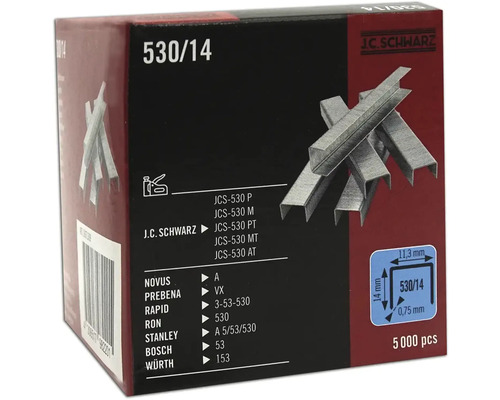 Unité d'emballage J.C. Schwarz agrafes type 530/14 avec 5000 pièces