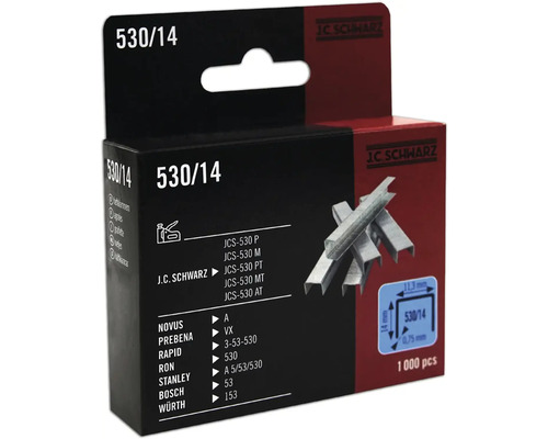 J C Schwarz Heftklammern Typ 530/14, 1000 Stück