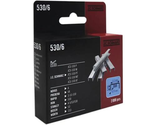 J C Schwarz Heftklammern Typ 530/6, 2000 Stück