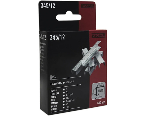 Tackerklammer JC Schwarz 345/12, 600 Stk J.C. Schwarz Heftklammern Typ 345/12, 600 Stück