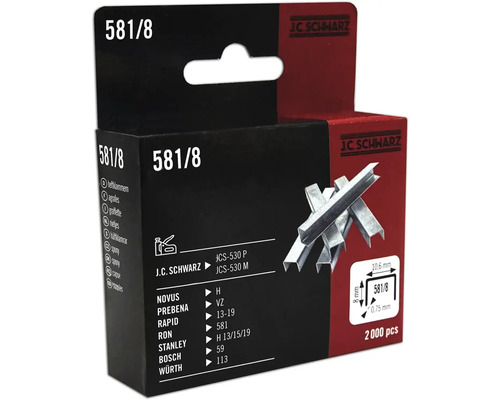 JC Schwarz Heftklammern Typ 581/8, 2000 Stück