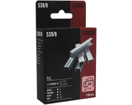 Tackerklammer JC Schwarz 539/08, 1200 Stk J.C. Schwarz Heftklammern Typ 539/8, 1200 Stück