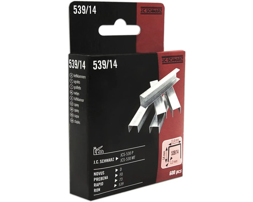 J C Schwarz Heftklammern 539/14, 600 Stück, im Paket