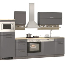 Held Möbel Küchenzeile mit Geräten Mailand 280 cm grau hochglanz zerlegt 570.1.6211