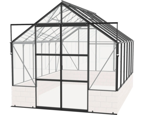 Gewächshaus mit geöffneter Tür für den Garten