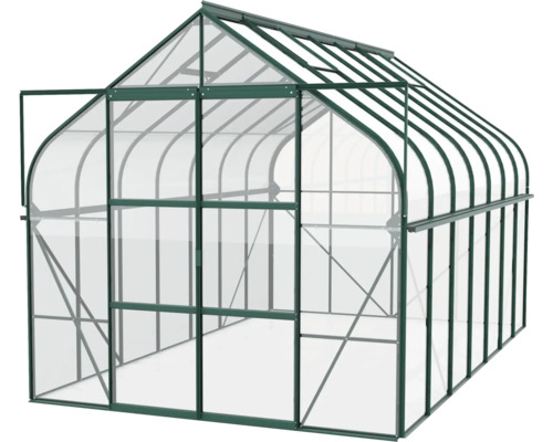 Serre avec porte ouverte.