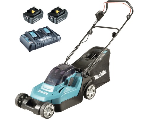 Tondeuse sans fil MAKITA DLM432PT2 avec 2x batteries 18V (5.0Ah) et chargeur double