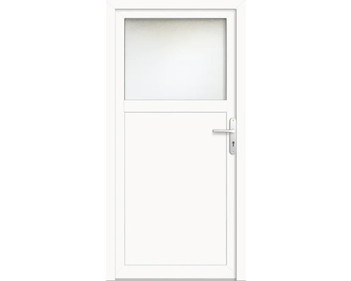 Porte de service plastique ProM01 980 x 2000 mm blanc/blanc tirant droit RC2