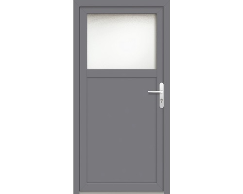 Porte d'entrée secondaire plastique ProM01 98x200 cm blanc/titane tirant droit RC2