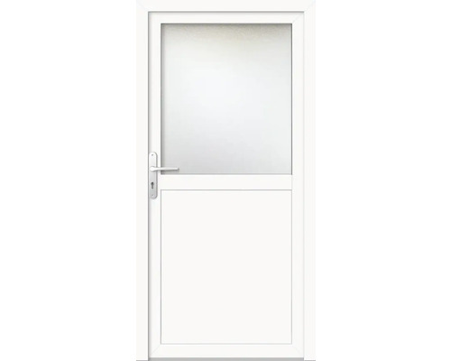 Porte de service plastique ProM02 980 x 2080 mm blanc/blanc tirant gauche RC2 Porte intérieure blanche avec insert en verre et poignée de porte