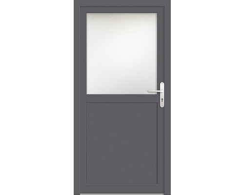 Porte d'entrée secondaire plastique ProM02 98x200 cm blanc/titane tirant droit RC2-0