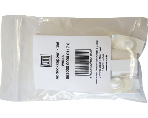 Kit de capuchons de recouvrement, plastique, pour habillage de fenêtre dans un emballage transparent.