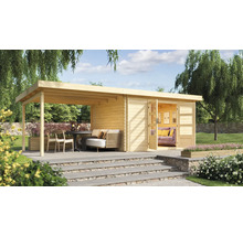 Blockbohlenhaus Karibu Noorvik 7 mit Schleppdach 3 m 674 x 333 cm natur
