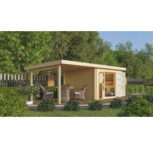Blockbohlenhaus Karibu Noorvik 7 mit Schleppdach 3 m 674 x 333 cm natur