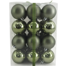 Verpackung mit zwölf Christbaumkugeln in matter und glänzender Optik