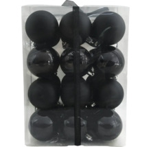Verpackung mit mehreren schwarzen Weihnachtskugeln