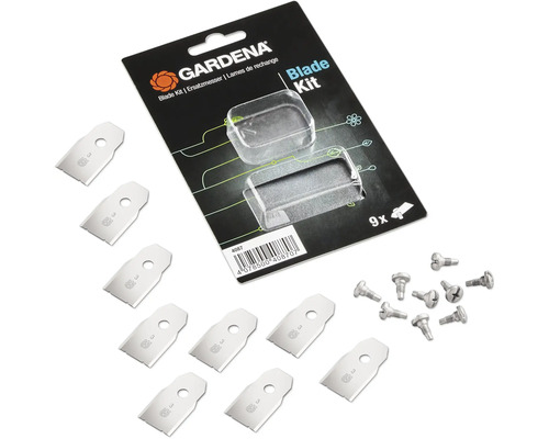 Kit de lames de rechange Gardena avec neuf lames et vis de fixation