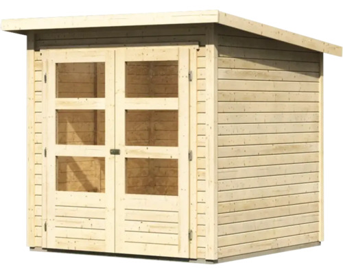 Abri de jardin en bois avec double porte et fenêtres
