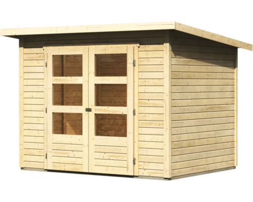 Abri de jardin en bois avec double porte et fenêtres