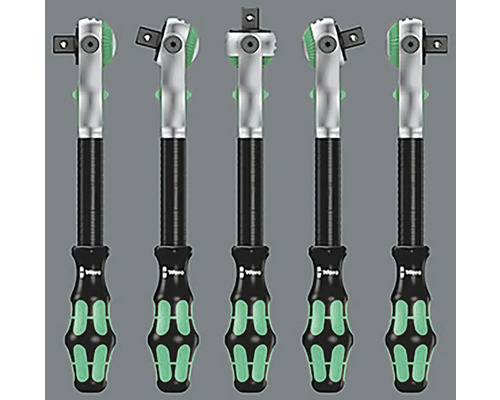 Cinq cliquets Wera avec poignée ergonomique