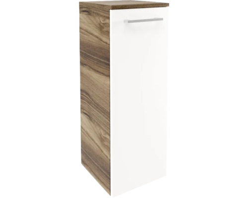 Armoire midi FACKELMANN Verona gauche lxhxp 30,2 x 82,6 cm x 32 cm couleur de façade blanc brillant corps noyer 73131