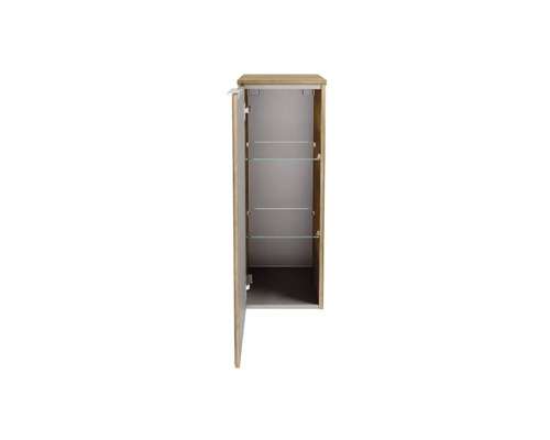 Armoire de toilette ouverte avec étagères en verre pour la salle de bain