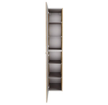 Armoire haute avec porte ouverte et étagères