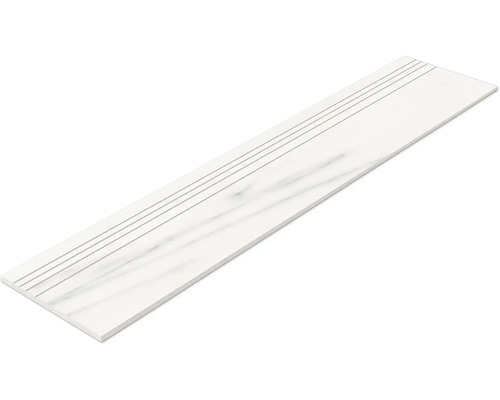 Weiße Treppenfliese mit Rillen