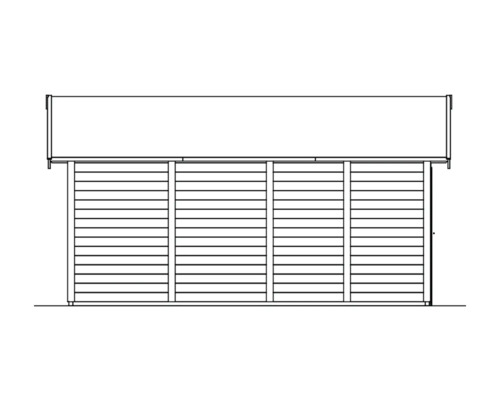 Image d''un abri de jardin avec bardage horizontal en bois et toit plat