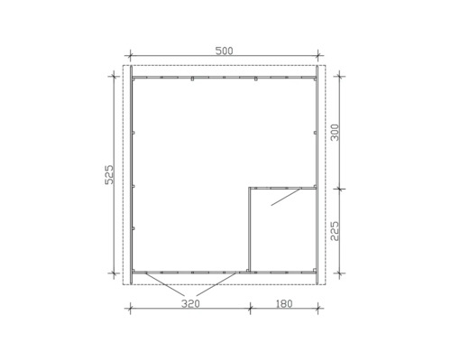 Plan d''un abri de jardin avec les dimensions indiquées