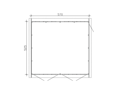 Dessin technique d''un cadre en bois mesurant 570 sur 525