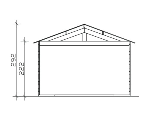 Dessin technique d''une cabane de jardin avec dimensions