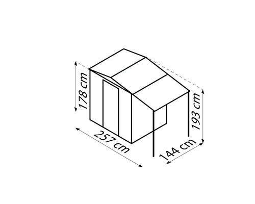 Schéma technique d''une remise à outils avec dimensions