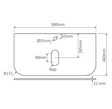 Plan de toilette Differnz OLLE 90 x 46 cm blanc avec découpe