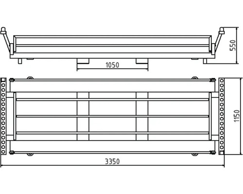 Dessin technique d''une palette roulante avec dimensions