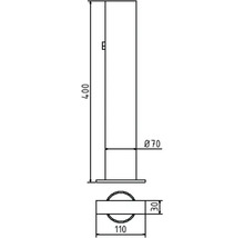Douille de sol avec ancrage au sol Ø 70 mm pour bornes amovibles avec Ø 60 mm et fermeture h = 400 mm