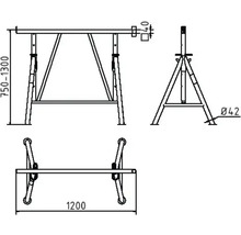 Échafaudage pliant type "Compact S" marron 1200 mm x 750-1300 mm