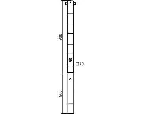 Dessin technique d''un support de poteau avec des dimensions de 500 mm et 900 mm