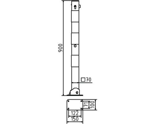 Dessin technique d''un poteau de barrage avec indications de mesure