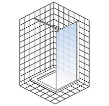 Douche d''angle avec receveur de douche et paroi de douche dans la salle de bain