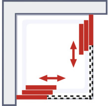 Illustration de l''adaptation de la cabine de douche aux dimensions de la salle de bains