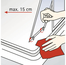 Instructions de montage : distance maximale de 15 centimètres