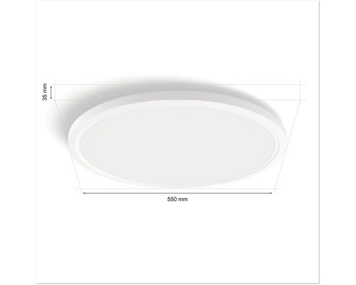 Plafonnier rond mesurant 550 mm x 35 mm