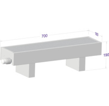 Radiateur avec dimensions 700 x 180 x 190 millimètres