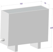 Radiateur avec les dimensions 700 x 230 x 600 mm