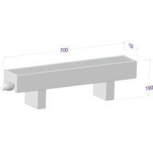 Radiateur avec dimensions 700, 130 et 190 millimètres